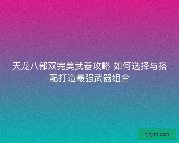 天龙八部双完美武器攻略 如何选择与搭配打造最强武器组合