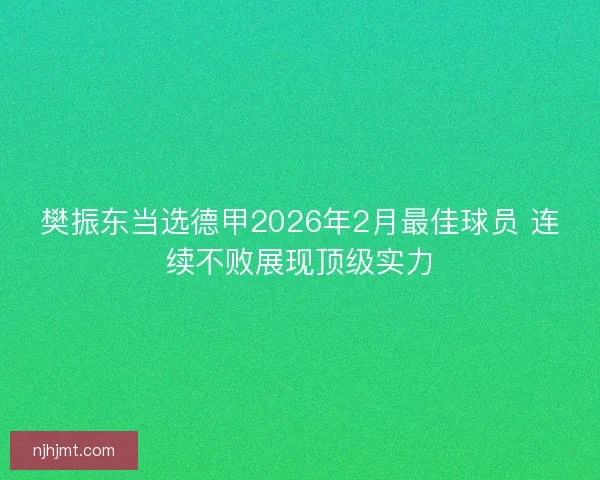 樊振东当选德甲2026年2月最佳球员 连续不败展现顶级实力 樊振东当选德甲2026年2月最佳球员 连续不败展现顶级实力